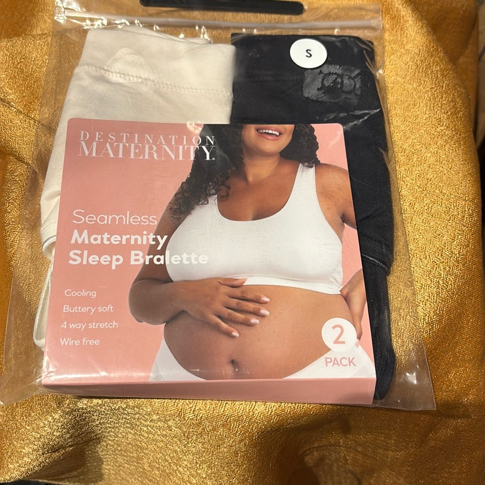 NWT Destination Maternity 2 Pack Seamless Sleep Bralette Cooling Soft Stretch